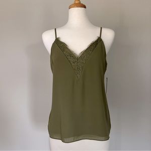 Melrose and Market - Lace Trimmed V-Neck Camisole - Green - Adj. Straps Med. NWT